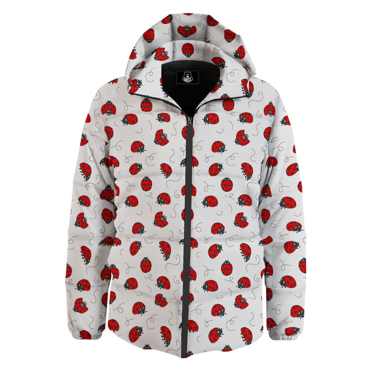 Ladybird Cartoon Print Pattern Down Jacket-grizzshop