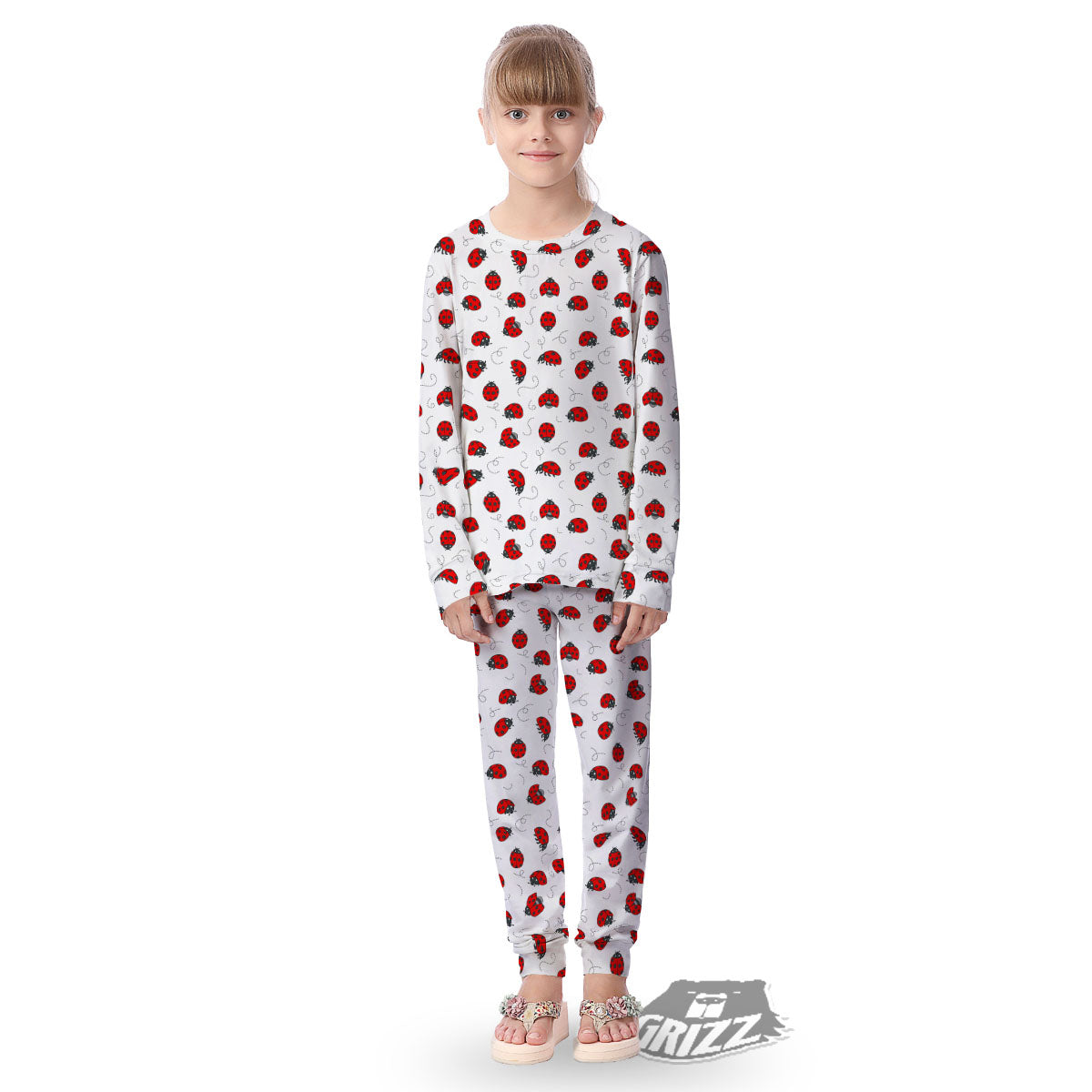 Ladybird Cartoon Print Pattern Kid's Pajamas-grizzshop