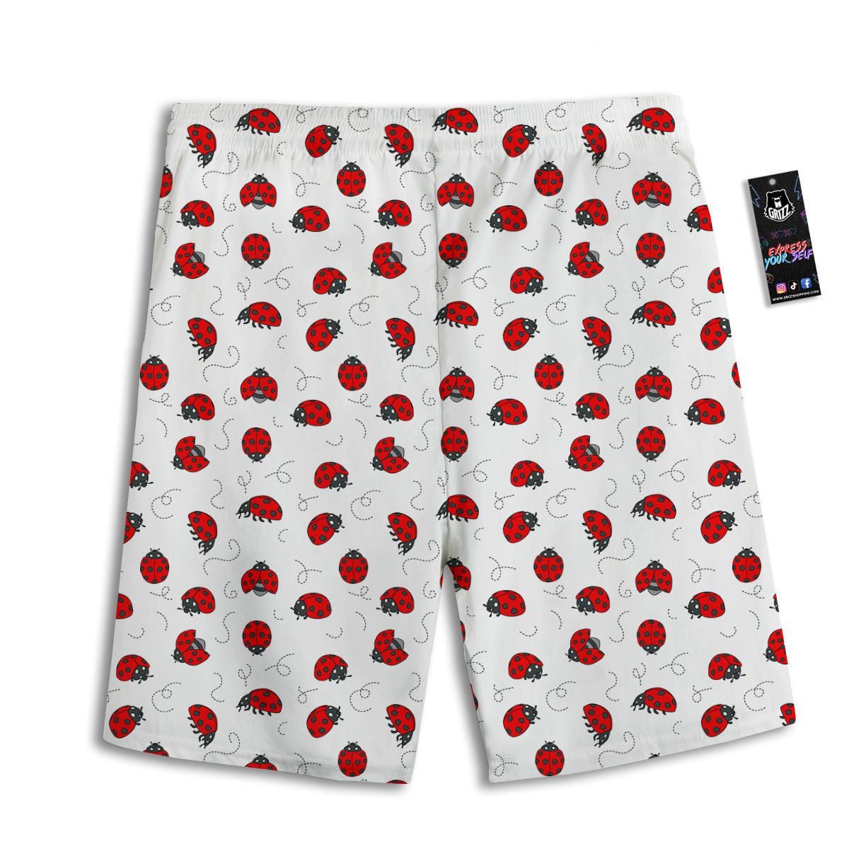 Ladybird Cartoon Print Pattern Men's Athletic Shorts
