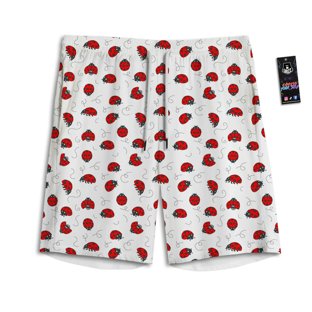 Ladybird Cartoon Print Pattern Men's Athletic Shorts