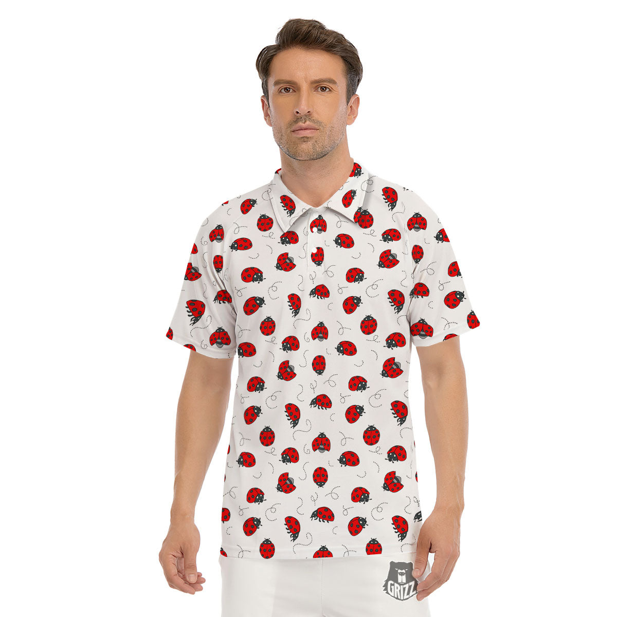 Ladybird Cartoon Print Pattern Men's Golf Shirts-grizzshop