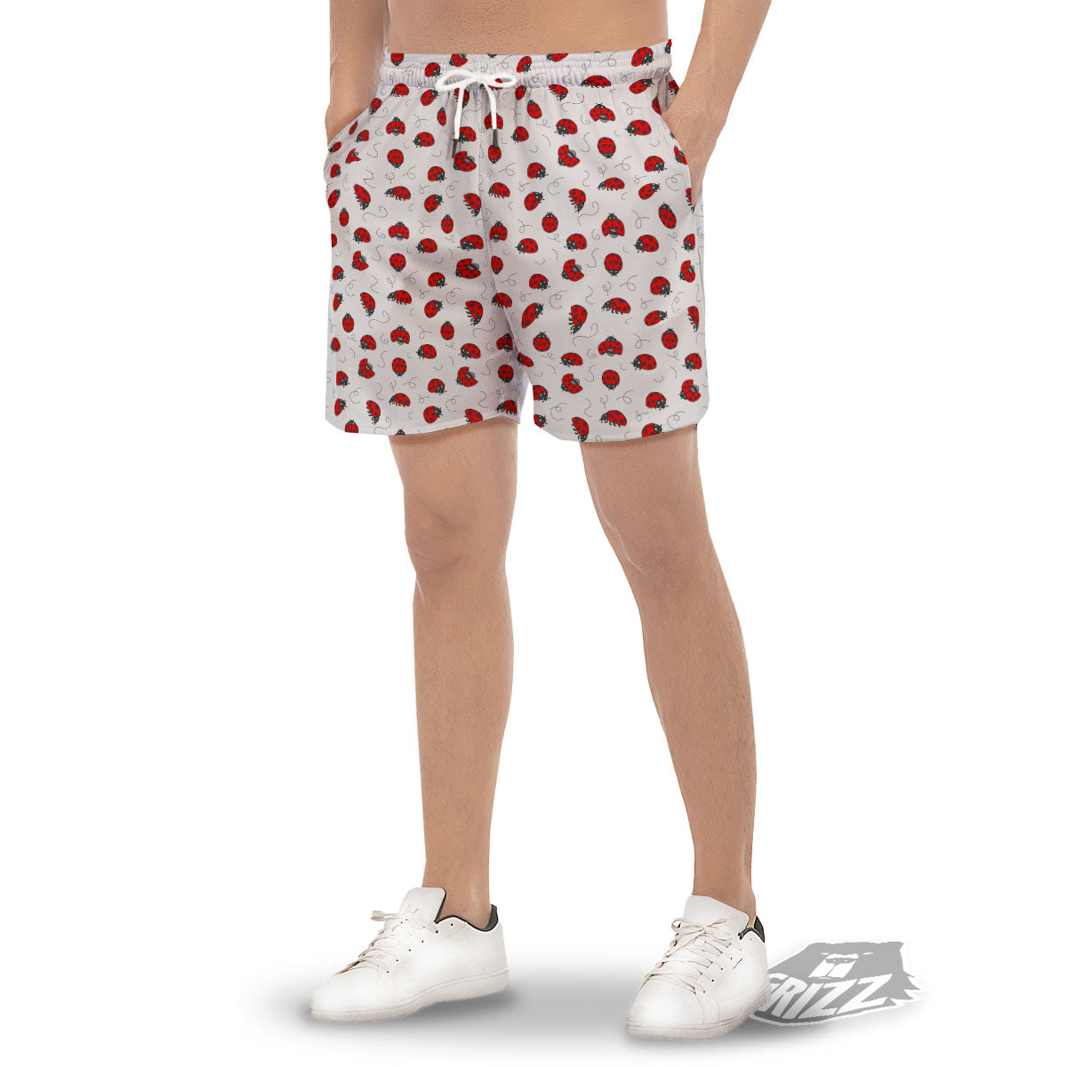 Ladybird Cartoon Print Pattern Men's Gym Shorts-grizzshop