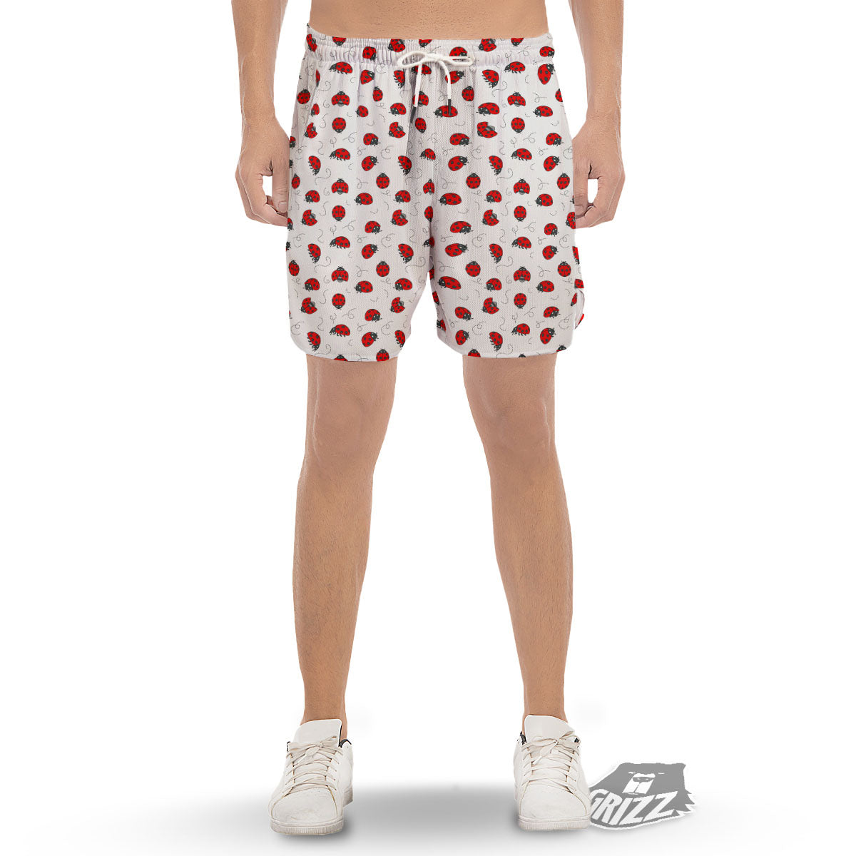 Ladybird Cartoon Print Pattern Men's Gym Shorts-grizzshop