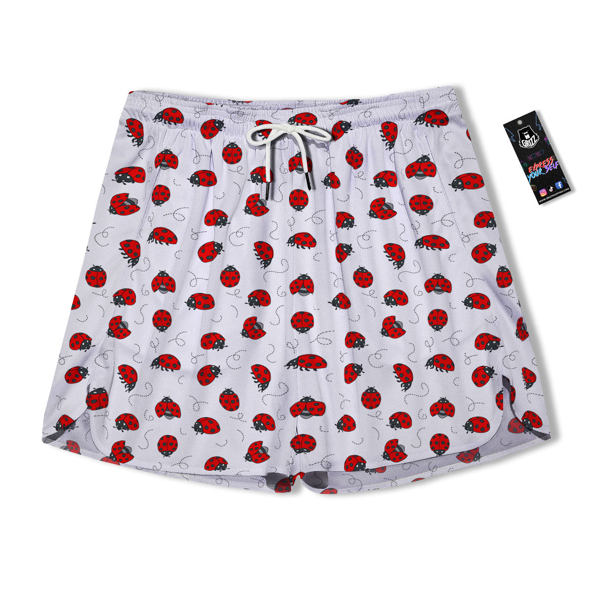 Ladybird Cartoon Print Pattern Men's Running Shorts-grizzshop