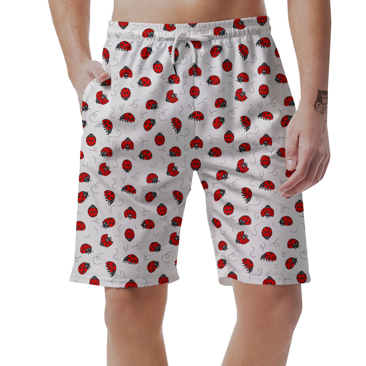 Ladybird Cartoon Print Pattern Men's Shorts-grizzshop