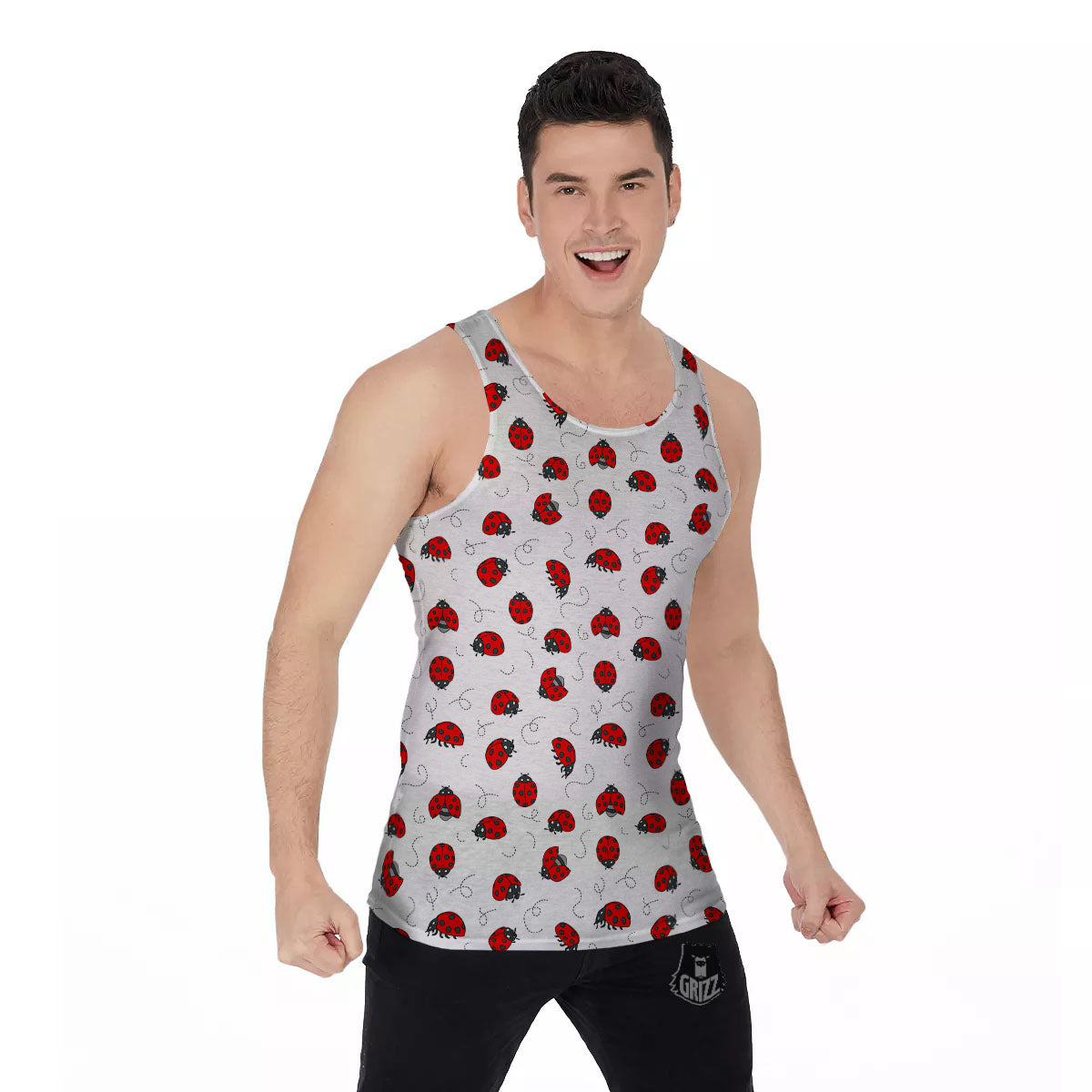 Ladybird Cartoon Print Pattern Men's Tank Top-grizzshop
