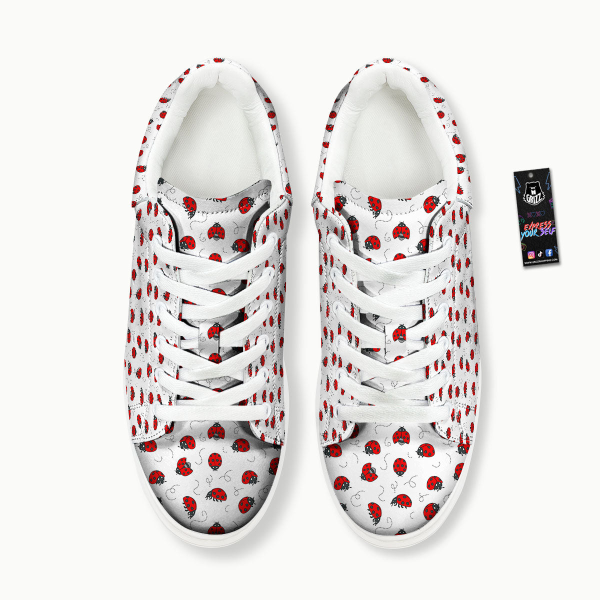 Ladybird Cartoon Print Pattern Platform Shoes-grizzshop