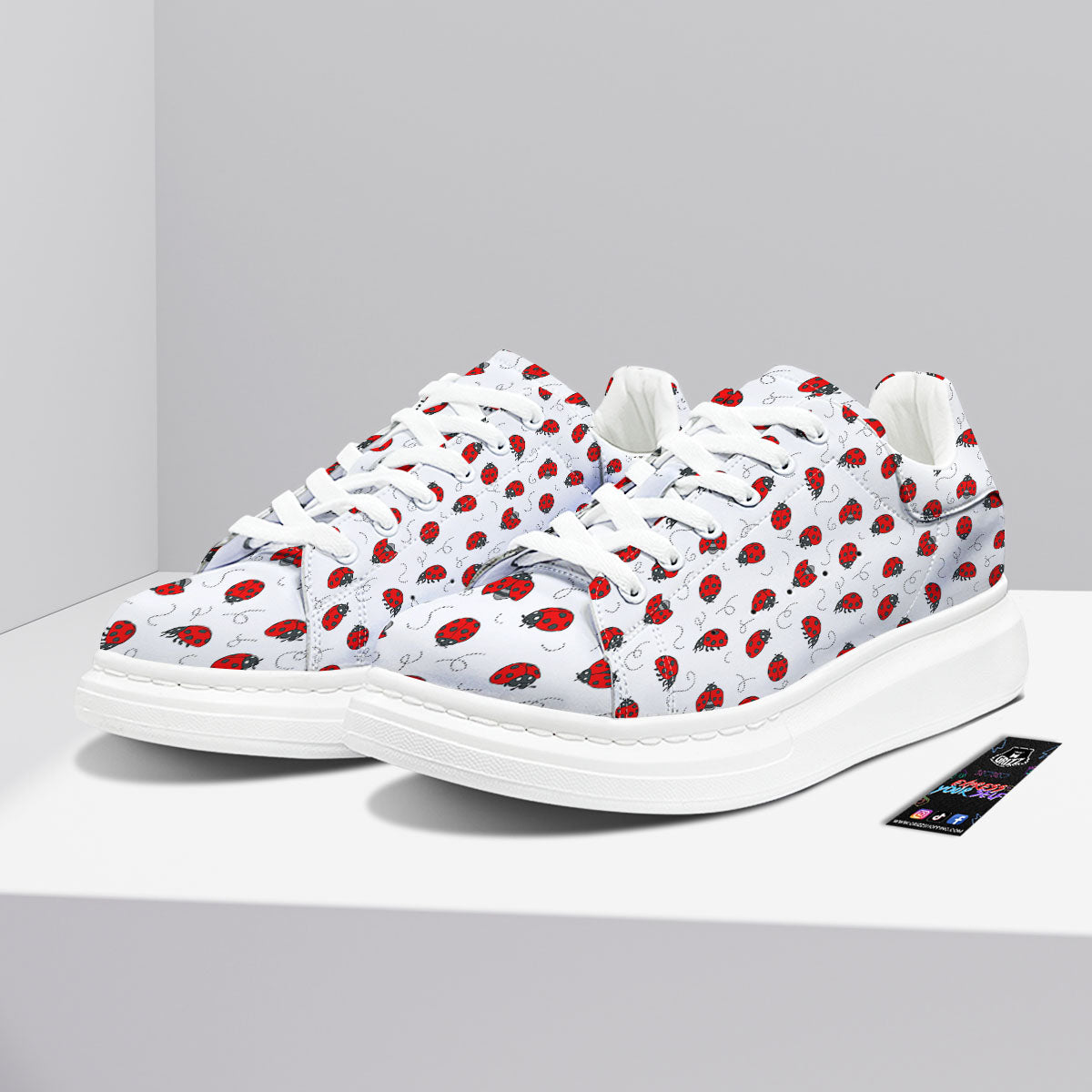 Ladybird Cartoon Print Pattern Platform Shoes-grizzshop