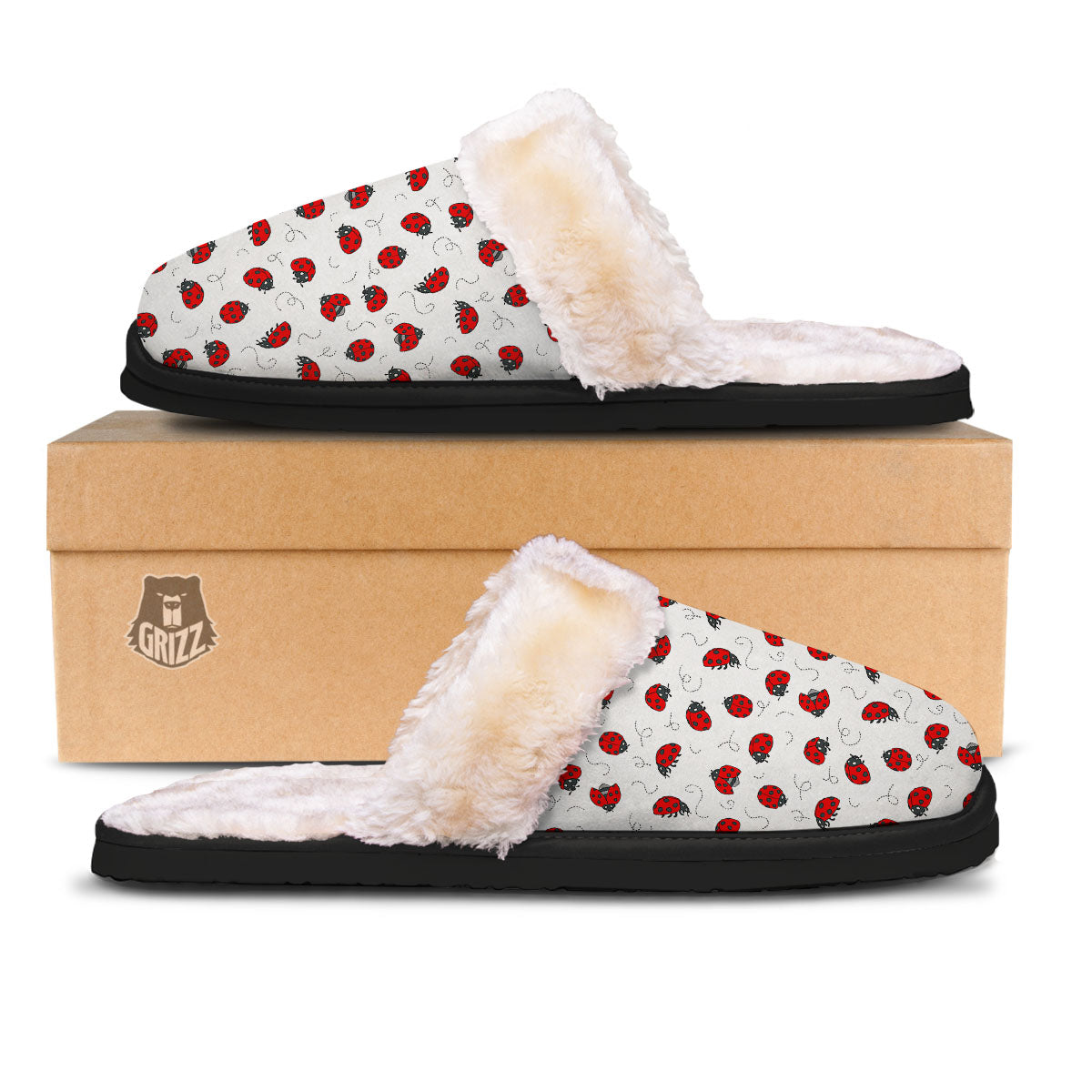 Ladybird Cartoon Print Pattern Slippers-grizzshop
