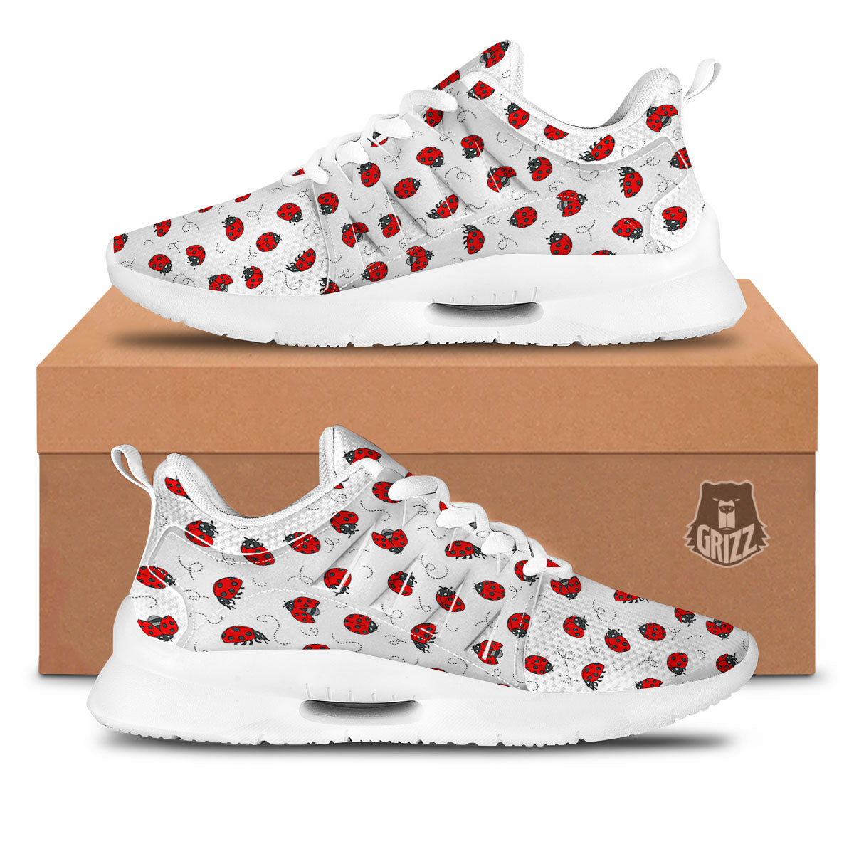 Ladybird Cartoon Print Pattern Tennis Shoes-grizzshop