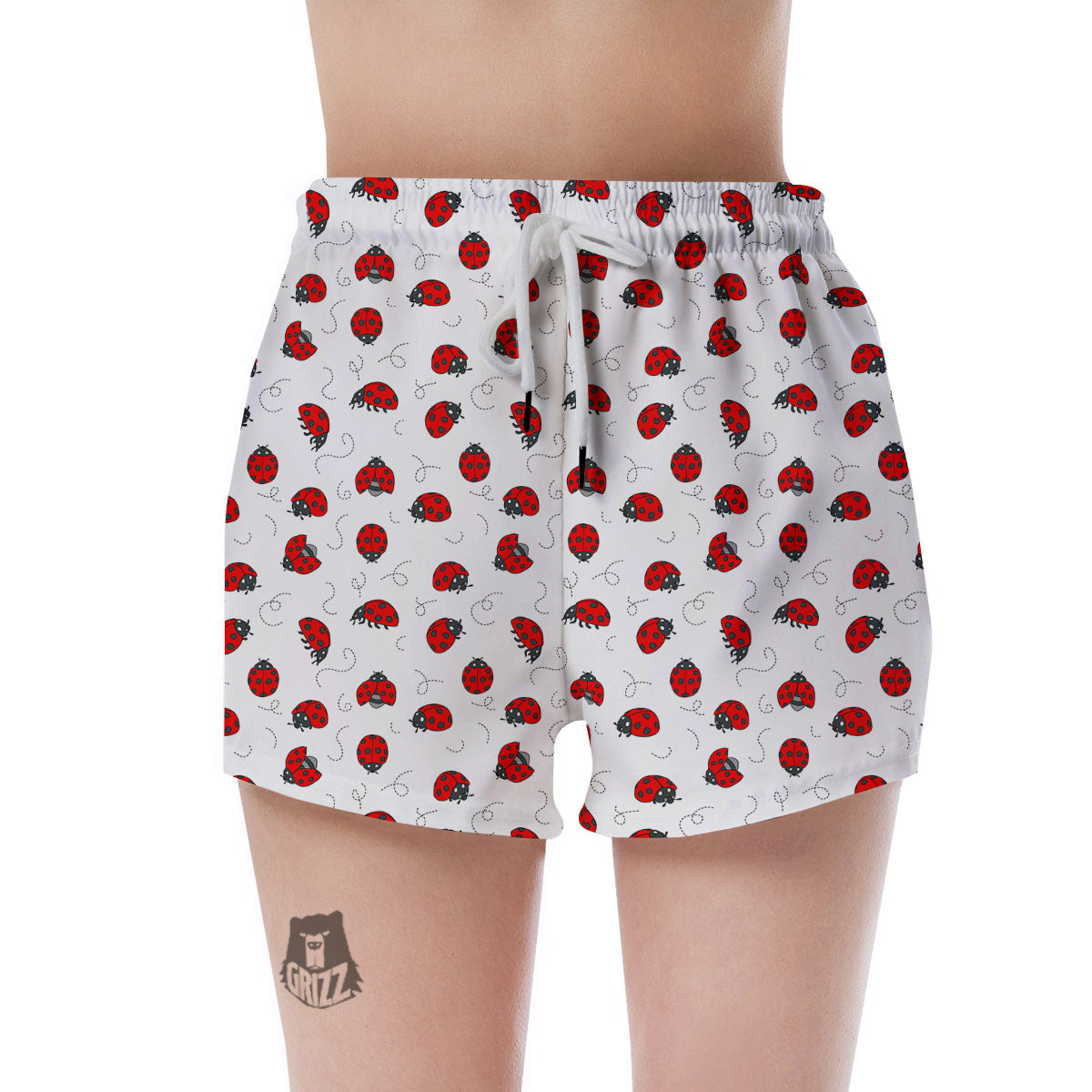 Ladybird Cartoon Print Pattern Women's Shorts-grizzshop