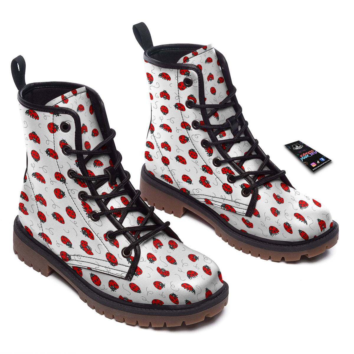 Ladybird Cartoon Print Pattern Work Boots-grizzshop