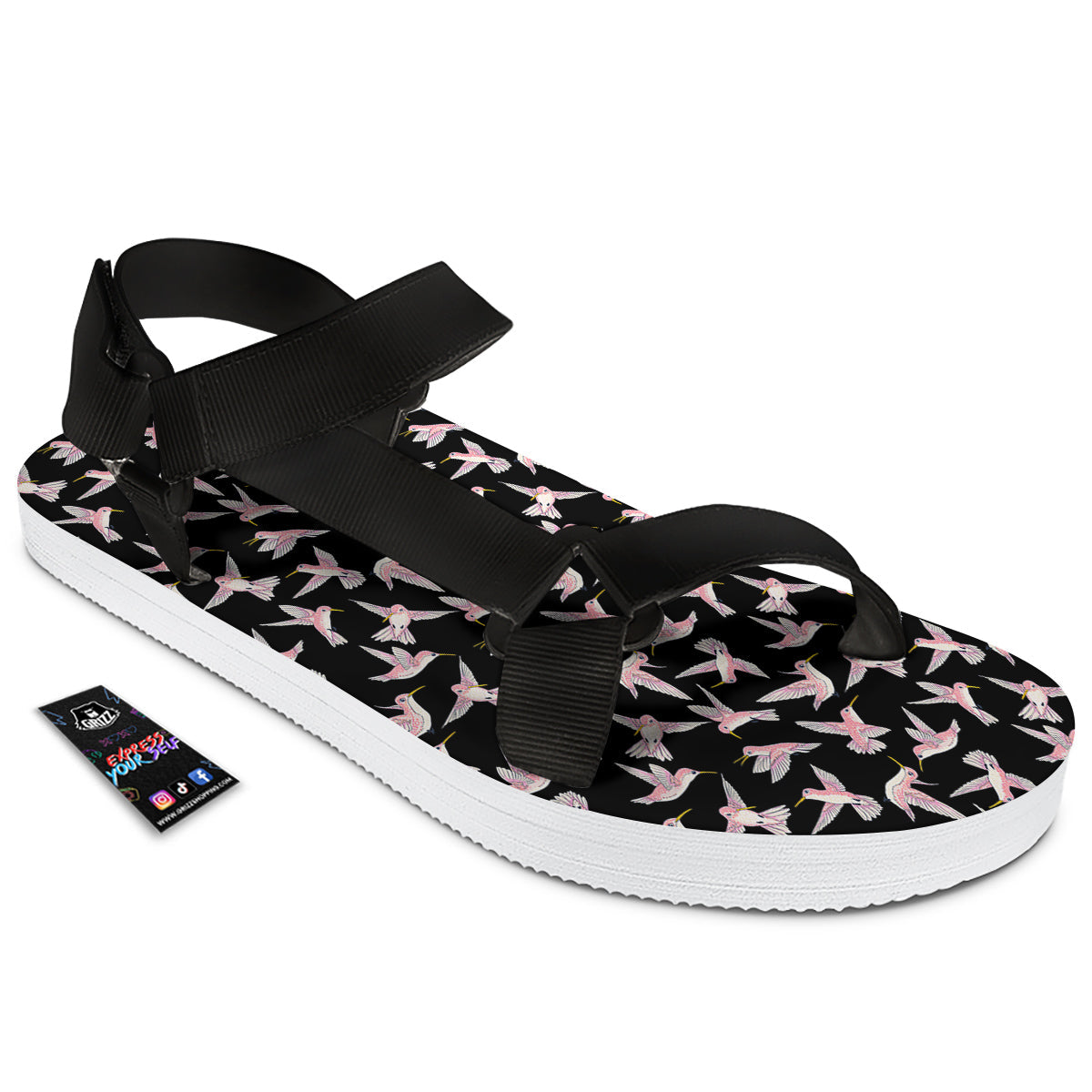 Ladybird Cute Print Pattern Black Open Toe Sandals-grizzshop