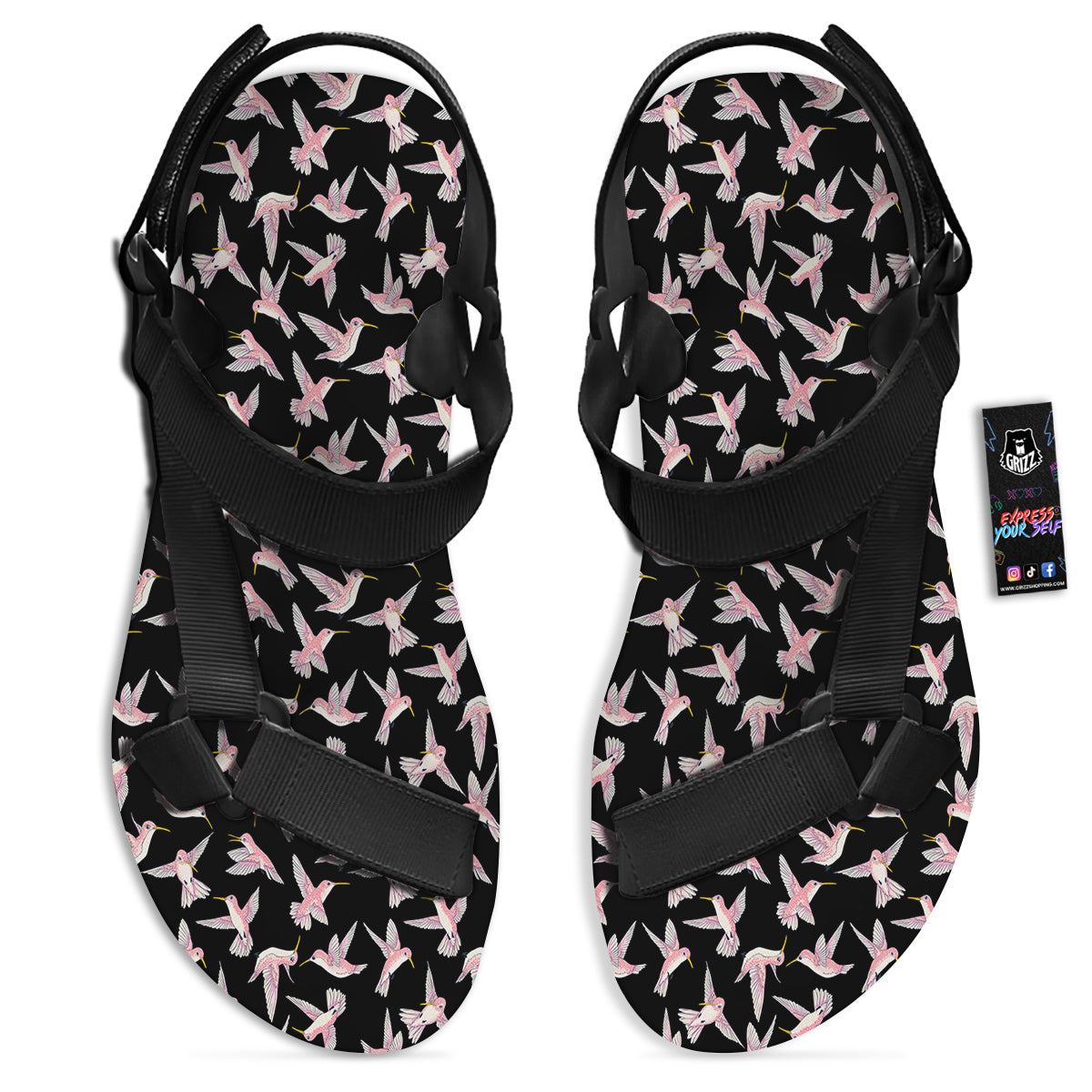 Ladybird Cute Print Pattern Black Open Toe Sandals-grizzshop