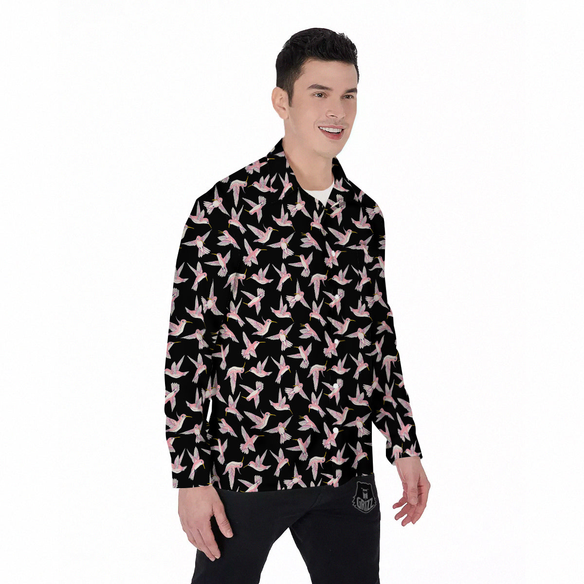 Ladybird Cute Print Pattern Men's Long Sleeve Shirts-grizzshop