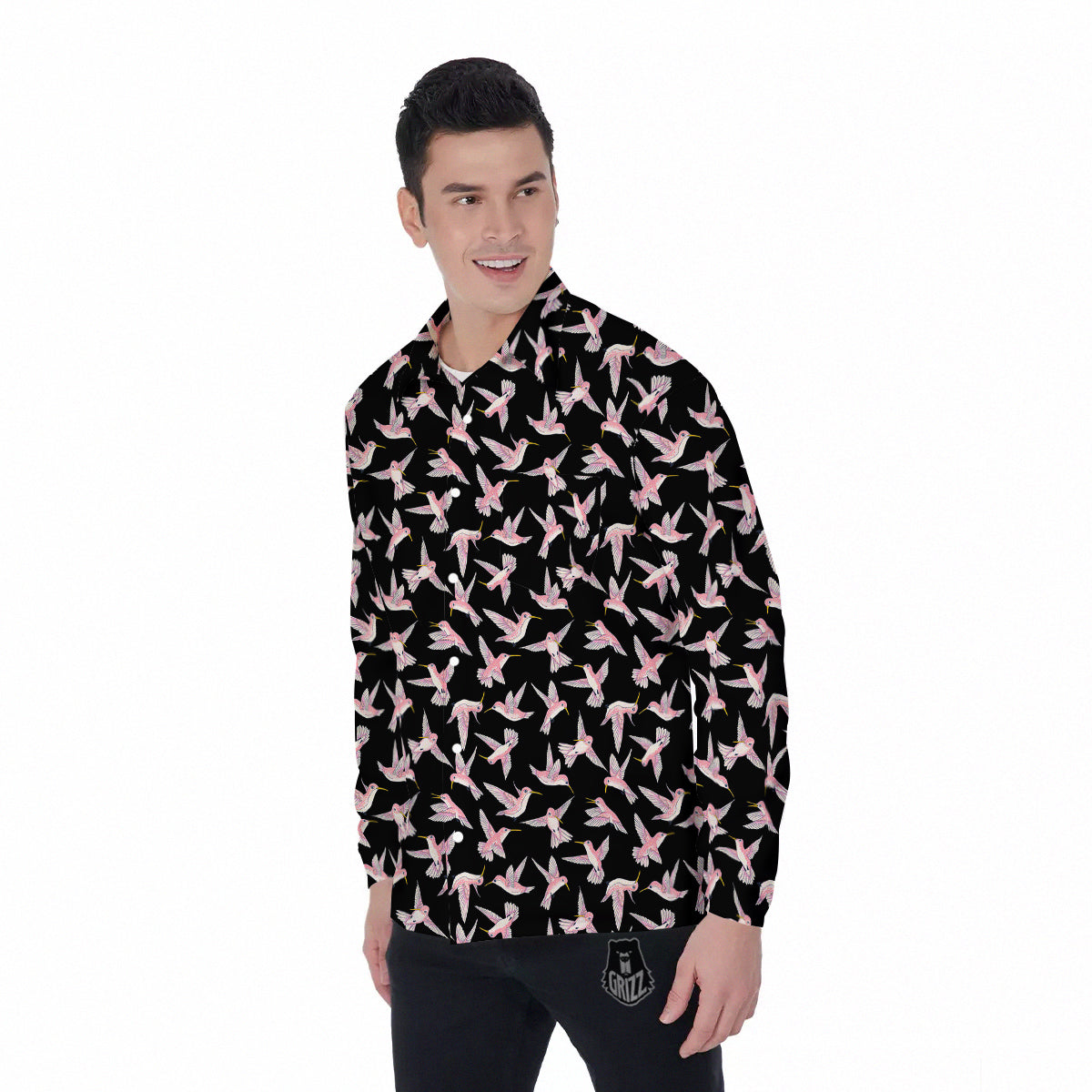 Ladybird Cute Print Pattern Men's Long Sleeve Shirts-grizzshop