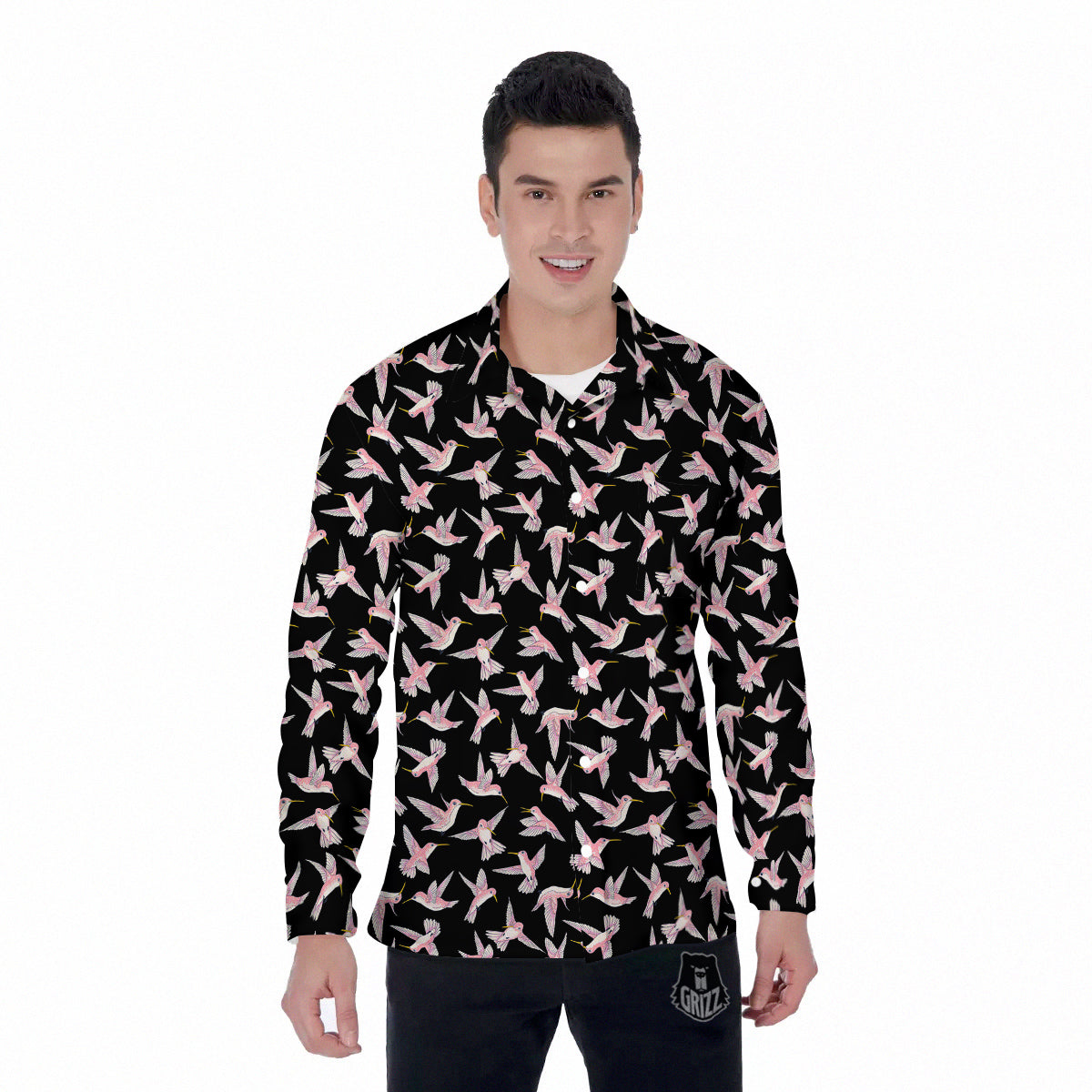 Ladybird Cute Print Pattern Men's Long Sleeve Shirts-grizzshop
