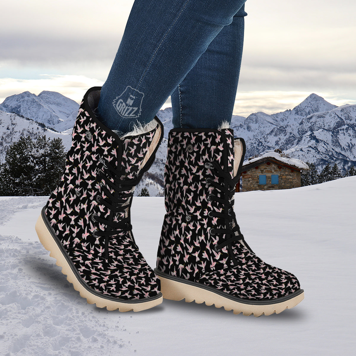 Ladybird Cute Print Pattern Snow Boots-grizzshop