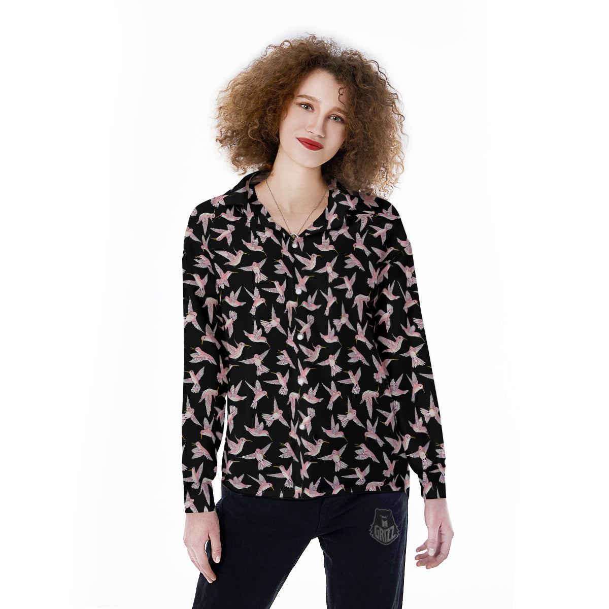 Ladybird Cute Print Pattern Women's Long Sleeve Shirts-grizzshop