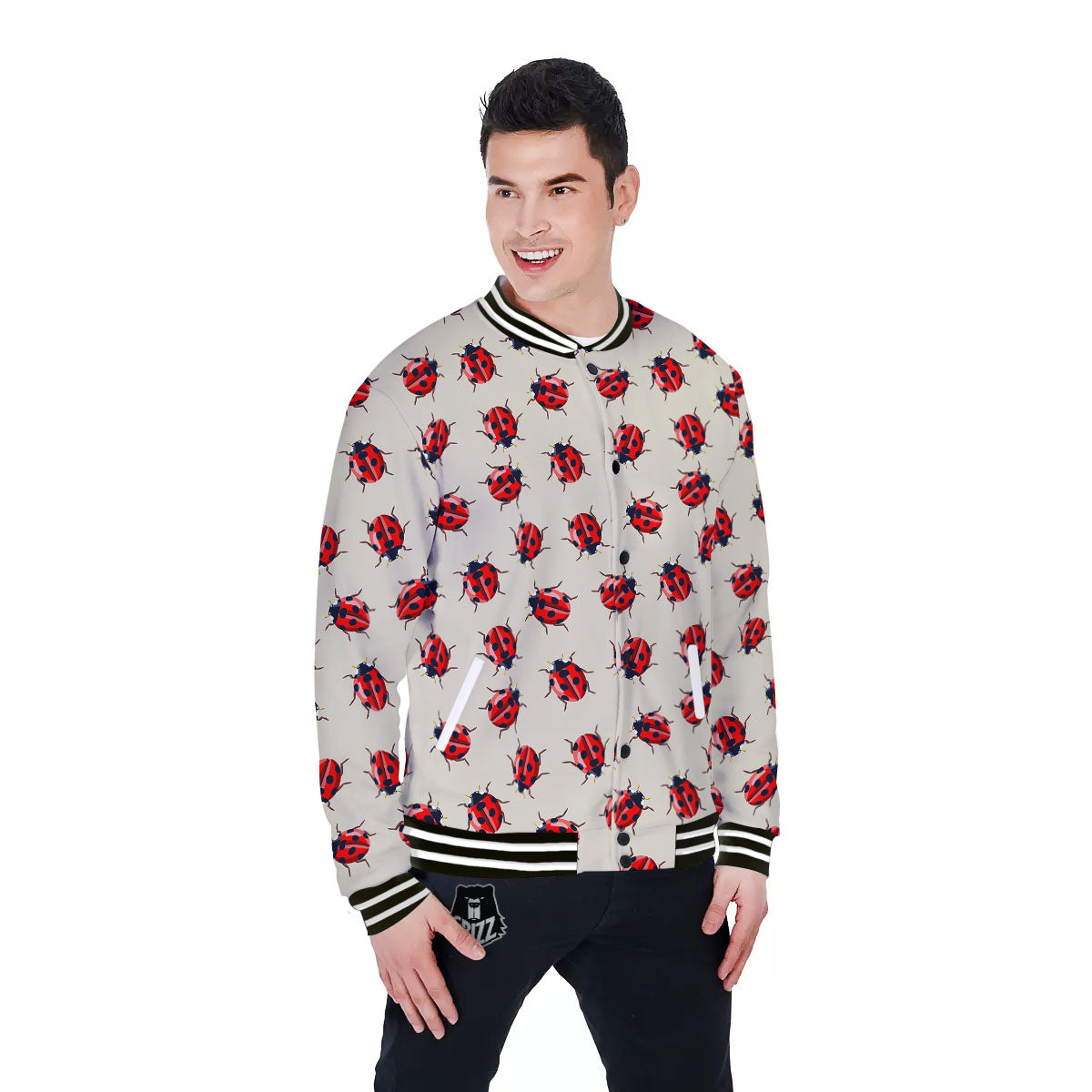 Ladybird Little Print Pattern Baseball Jacket-grizzshop