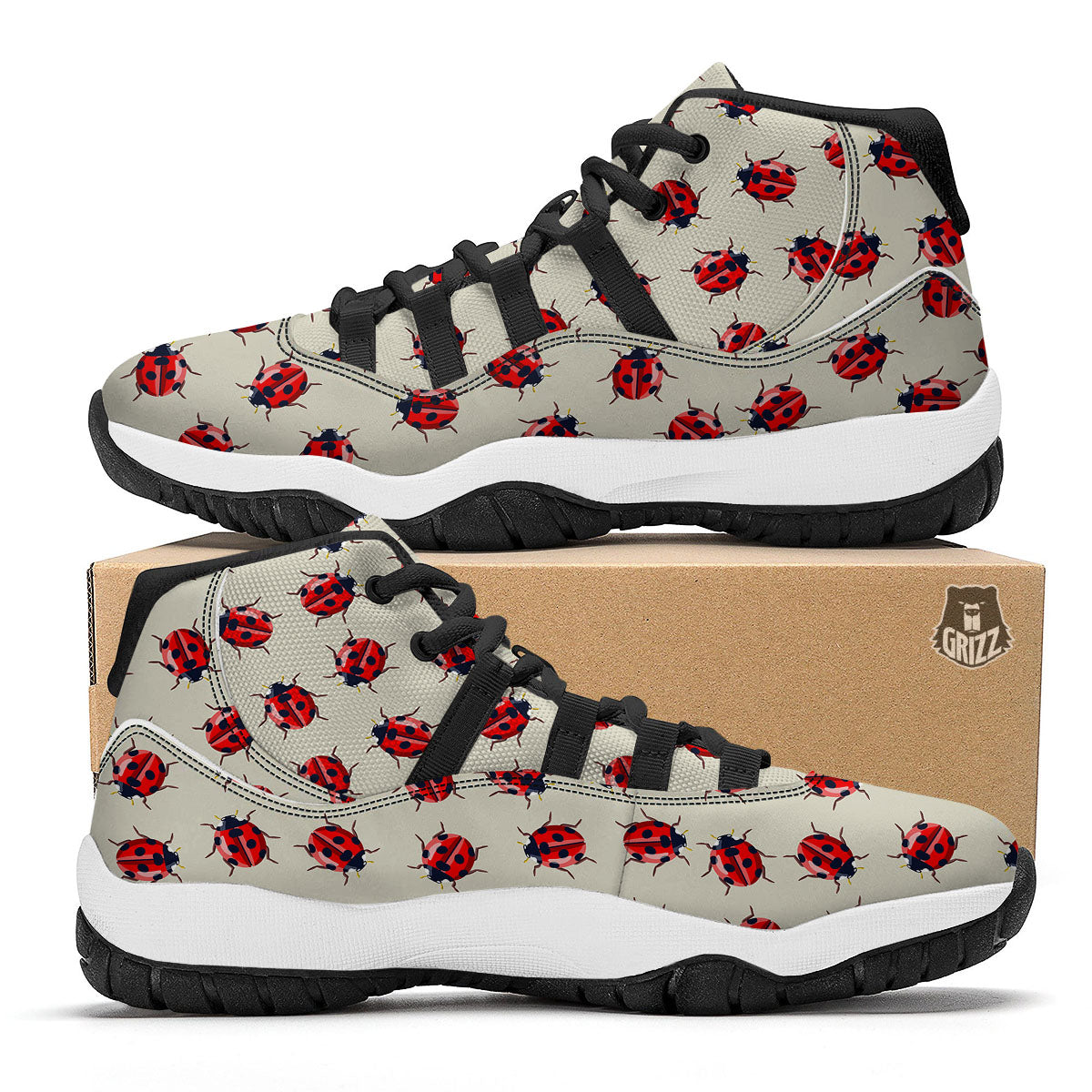 Ladybird Little Print Pattern Black Bball Shoes-grizzshop