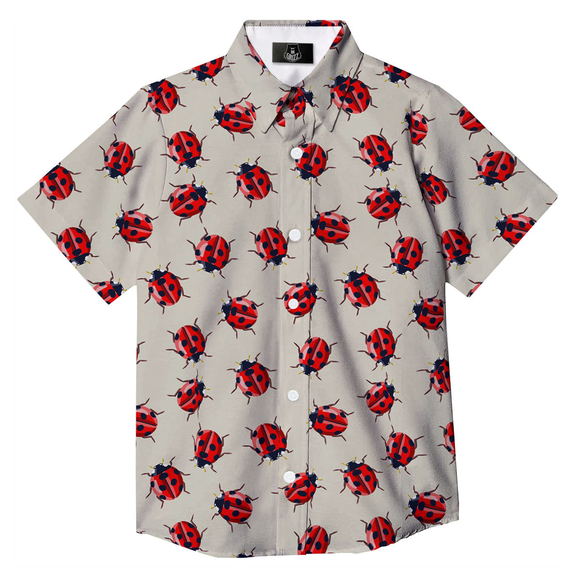 Ladybird Little Print Pattern Button Up Shirt-grizzshop