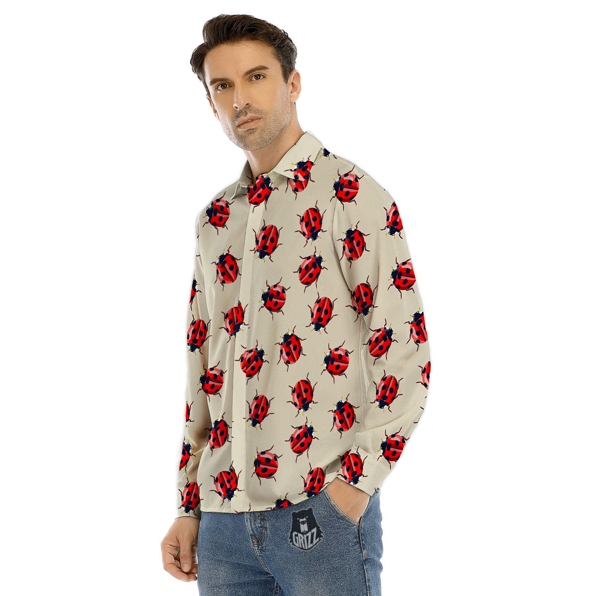 Ladybird Little Print Pattern Men's Dress Shirts-grizzshop