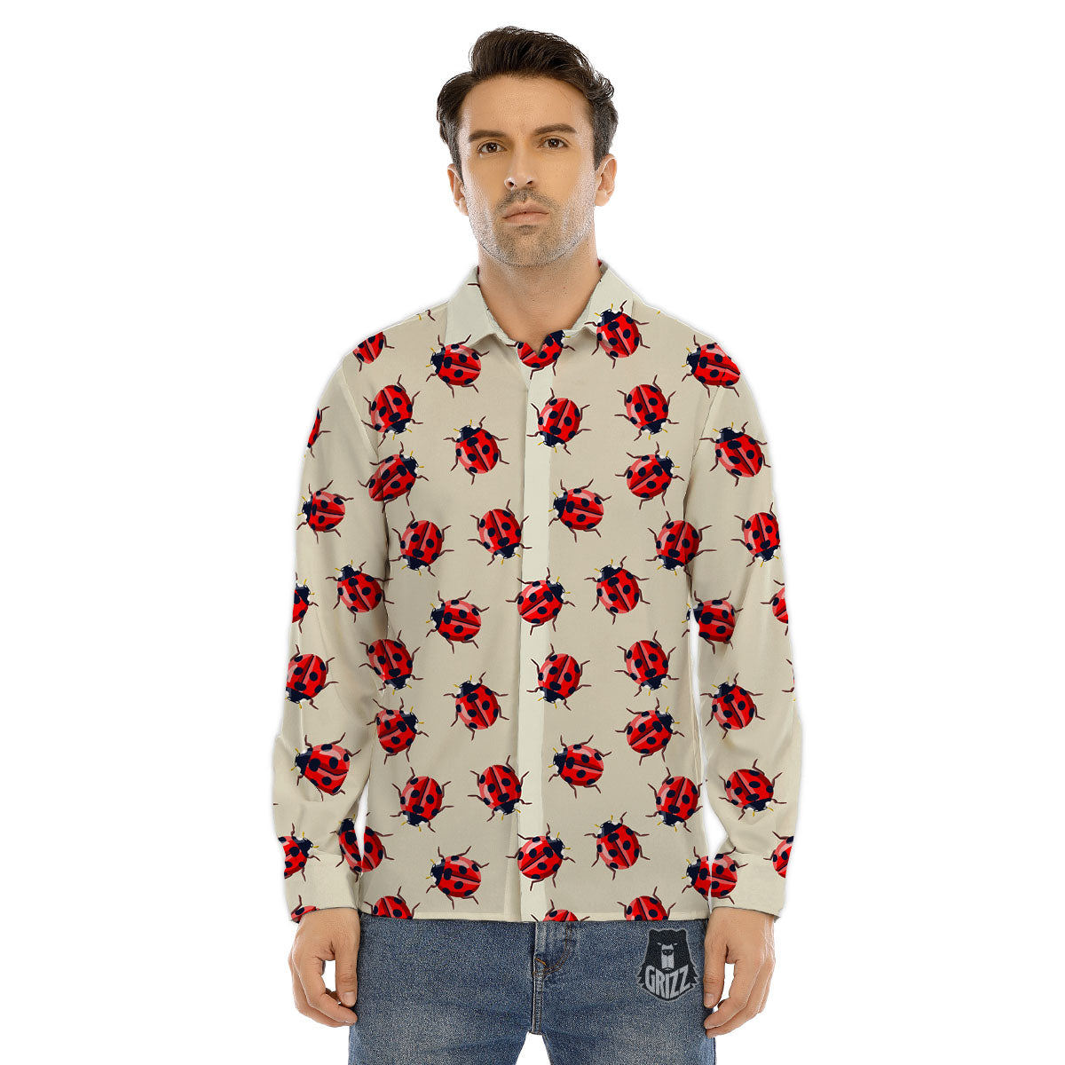 Ladybird Little Print Pattern Men's Dress Shirts-grizzshop