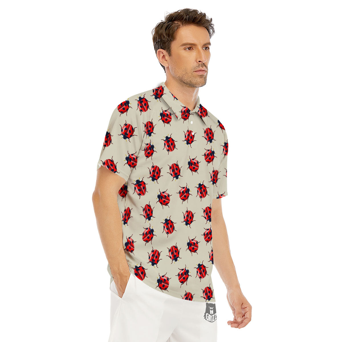 Ladybird Little Print Pattern Men's Golf Shirts-grizzshop