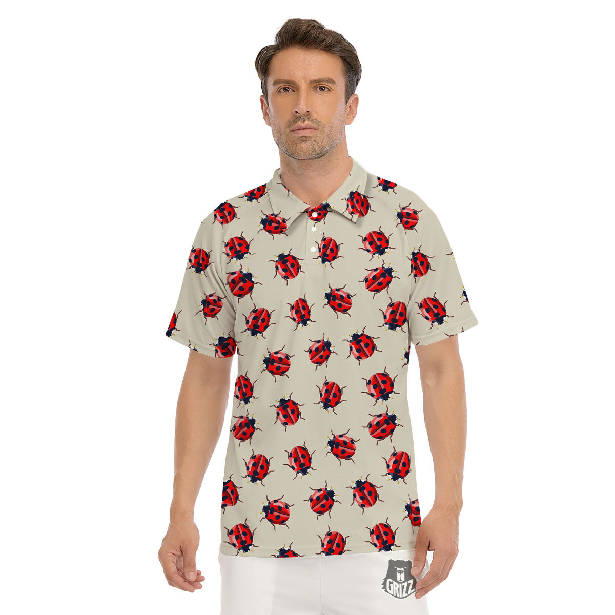 Ladybird Little Print Pattern Men's Golf Shirts-grizzshop
