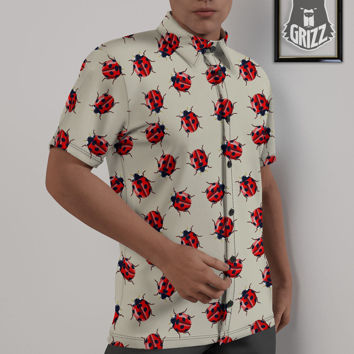 Ladybird Little Print Pattern Untucked Shirts-grizzshop