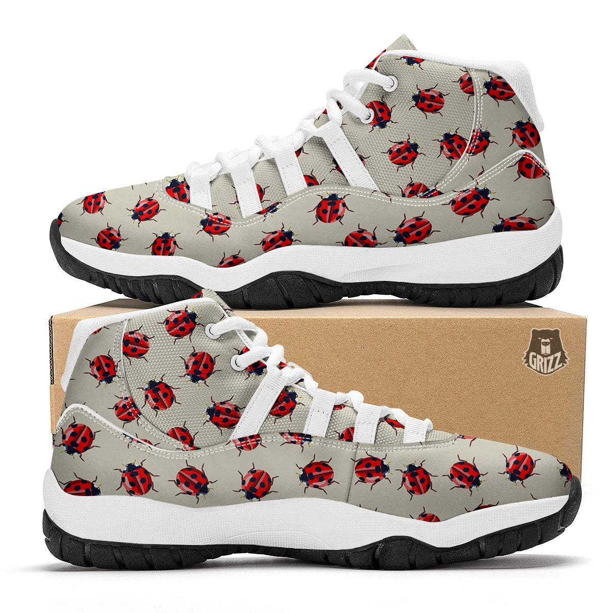Ladybird Little Print Pattern White Bball Shoes-grizzshop