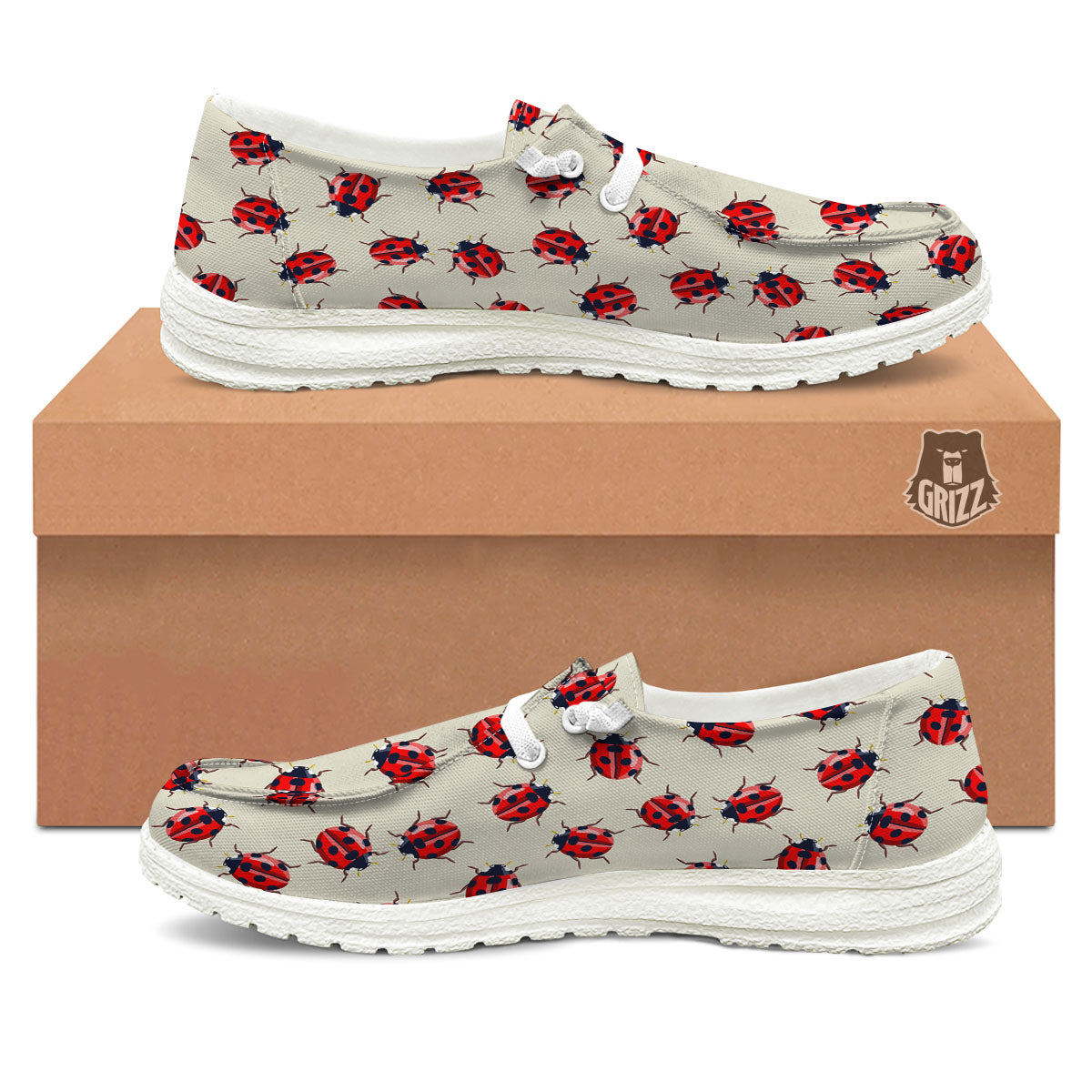 Ladybird Little Print Pattern White Loafers-grizzshop