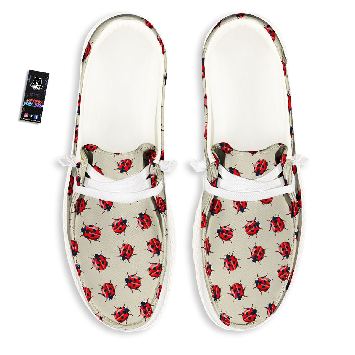 Ladybird Little Print Pattern White Loafers-grizzshop