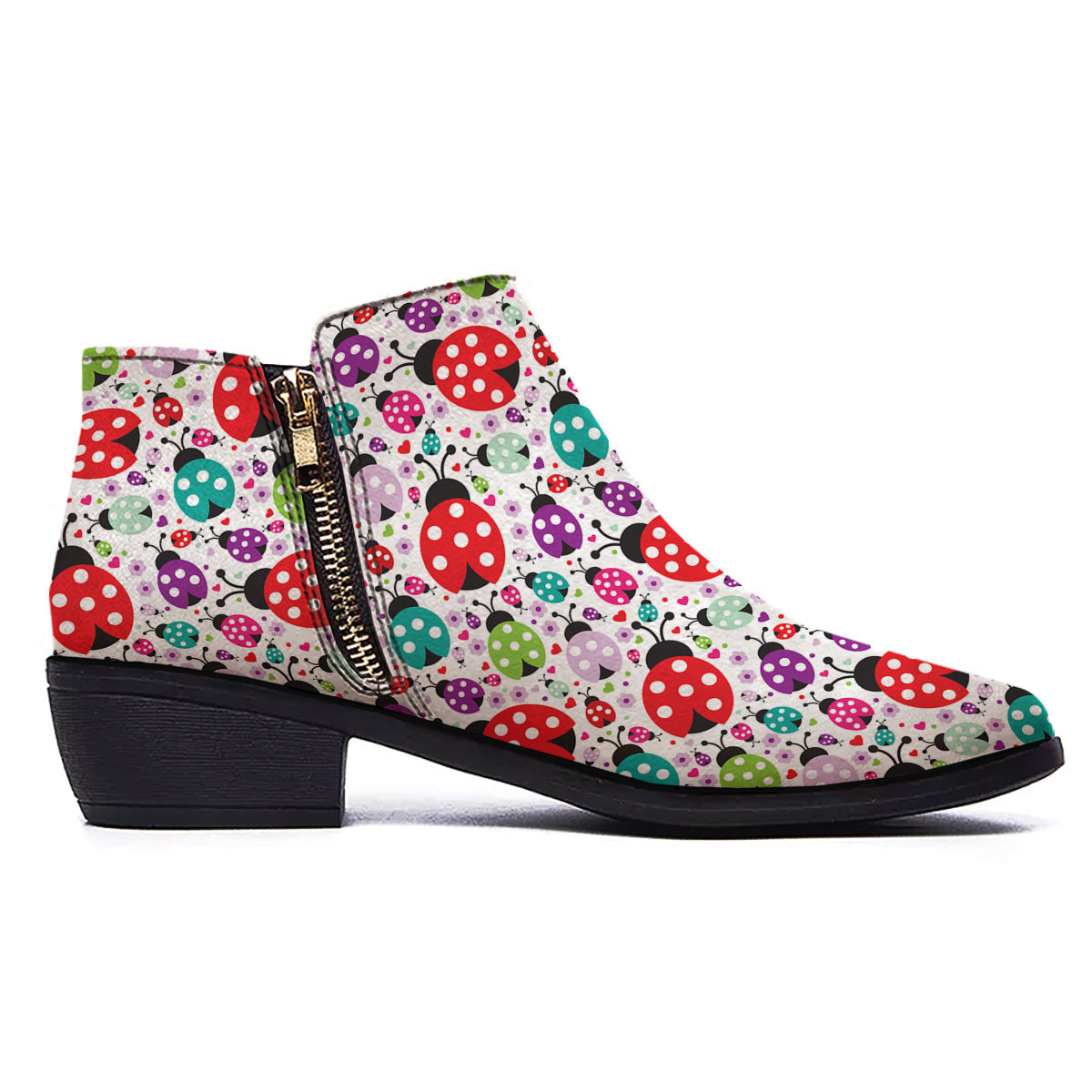 Ladybug Cute Print Pattern Ankle Boots-grizzshop
