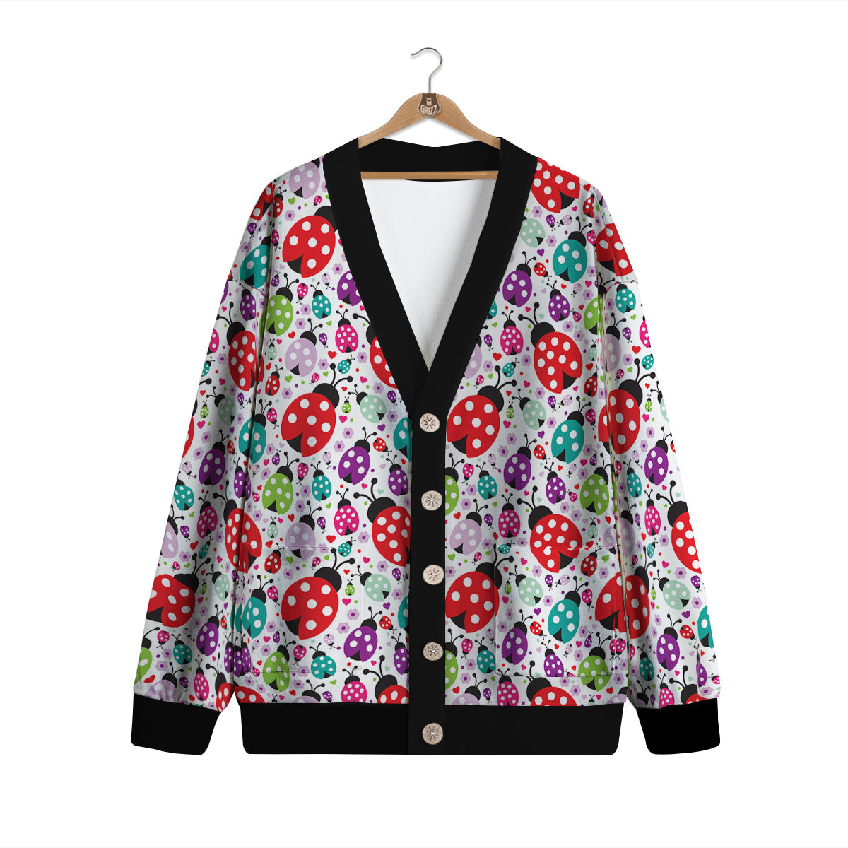 Ladybug Cute Print Pattern Cardigan-grizzshop