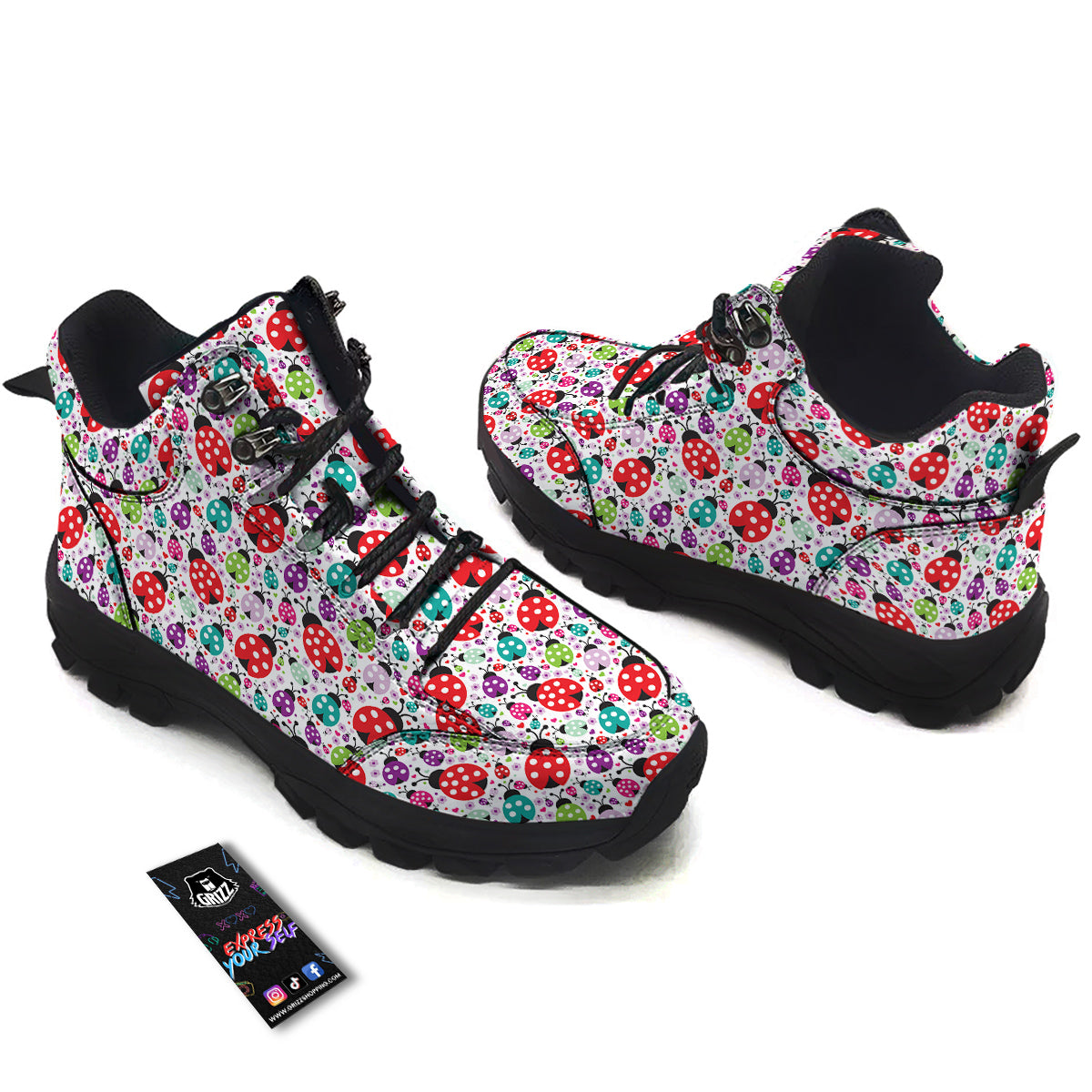 Ladybug Cute Print Pattern Hiking Shoes-grizzshop
