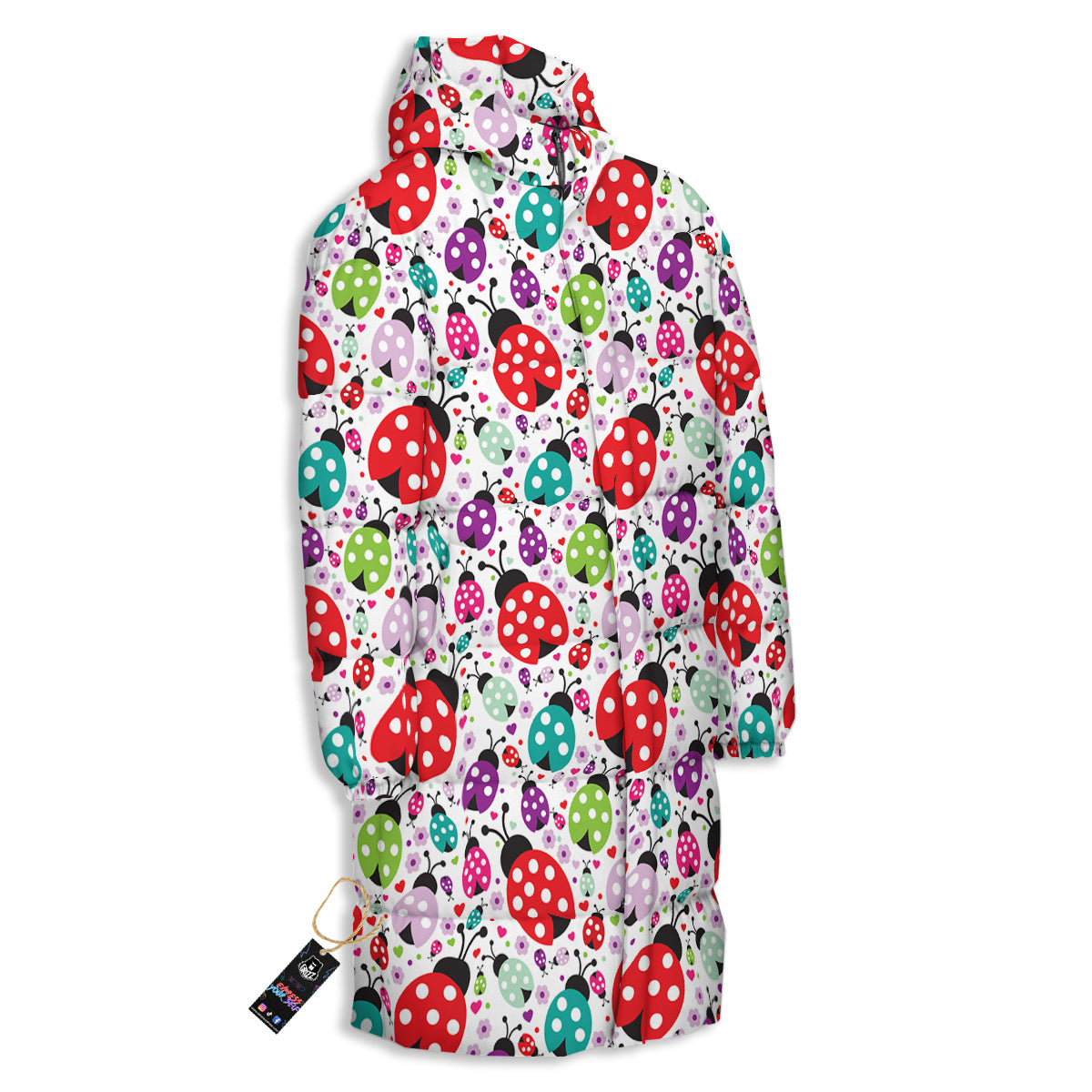 Ladybug Cute Print Pattern Long Down Jacket-grizzshop