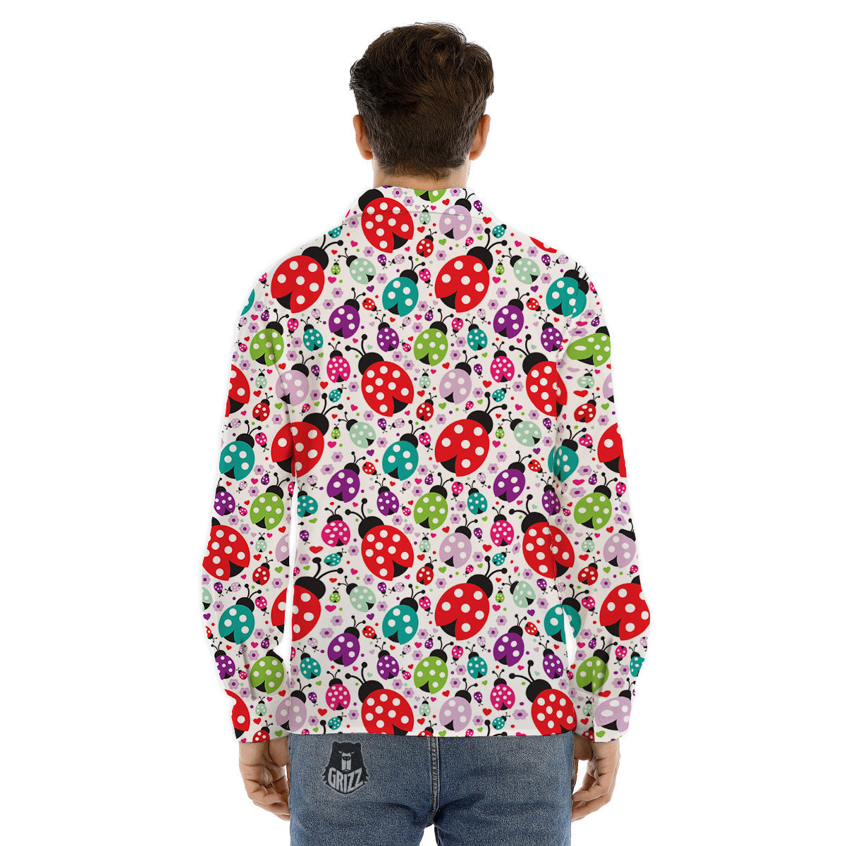 Ladybug Cute Print Pattern Men's Dress Shirts-grizzshop