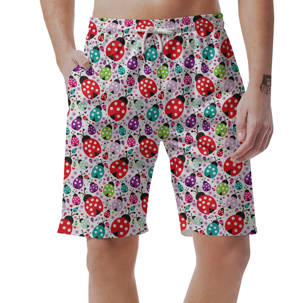 Ladybug Cute Print Pattern Men's Shorts-grizzshop