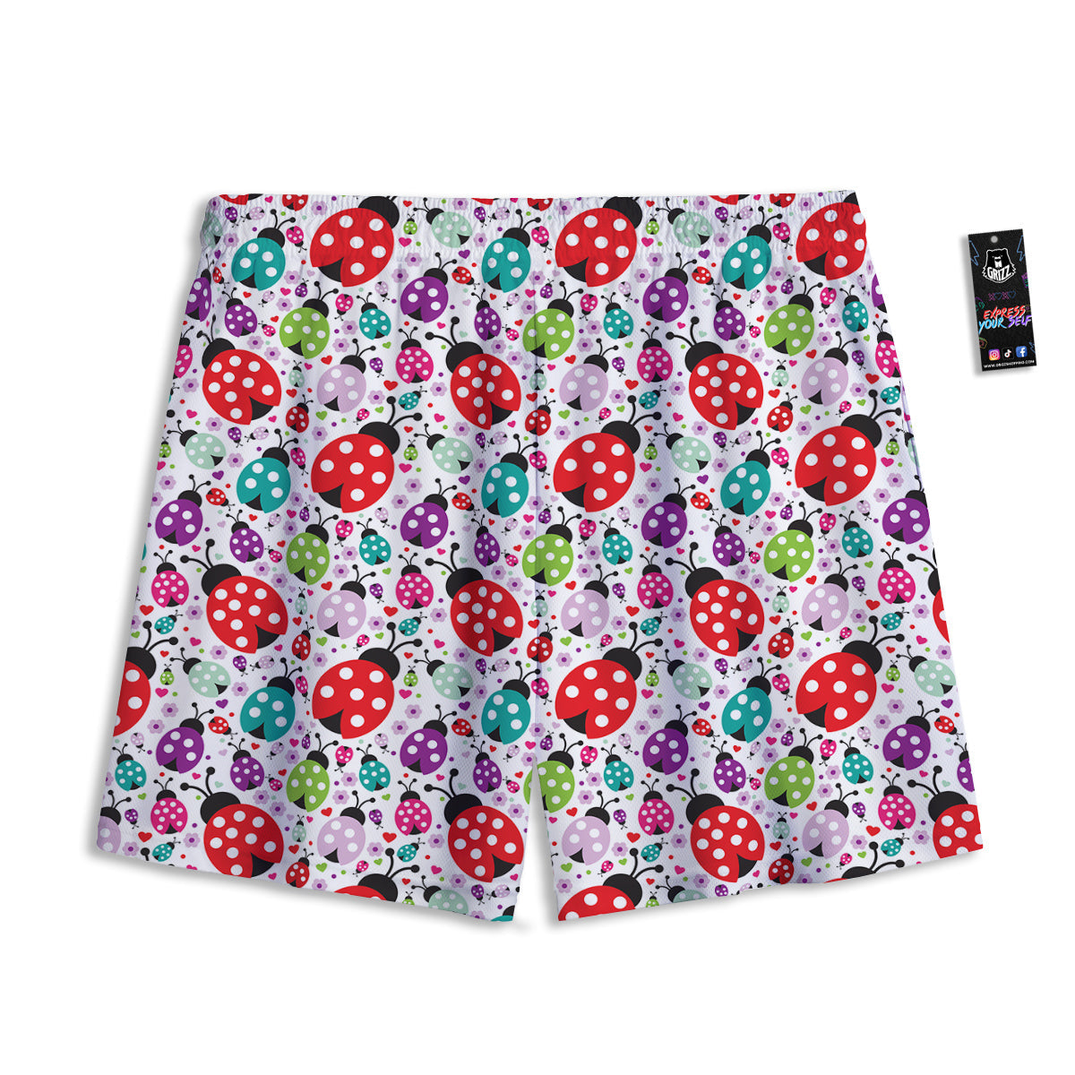 Ladybug Cute Print Pattern Mesh Shorts-grizzshop