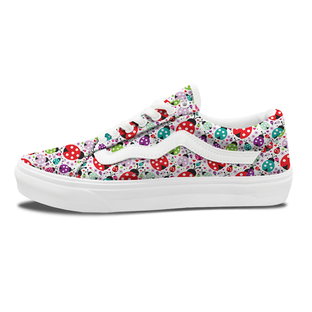Ladybug Cute Print Pattern Skate Shoes-grizzshop
