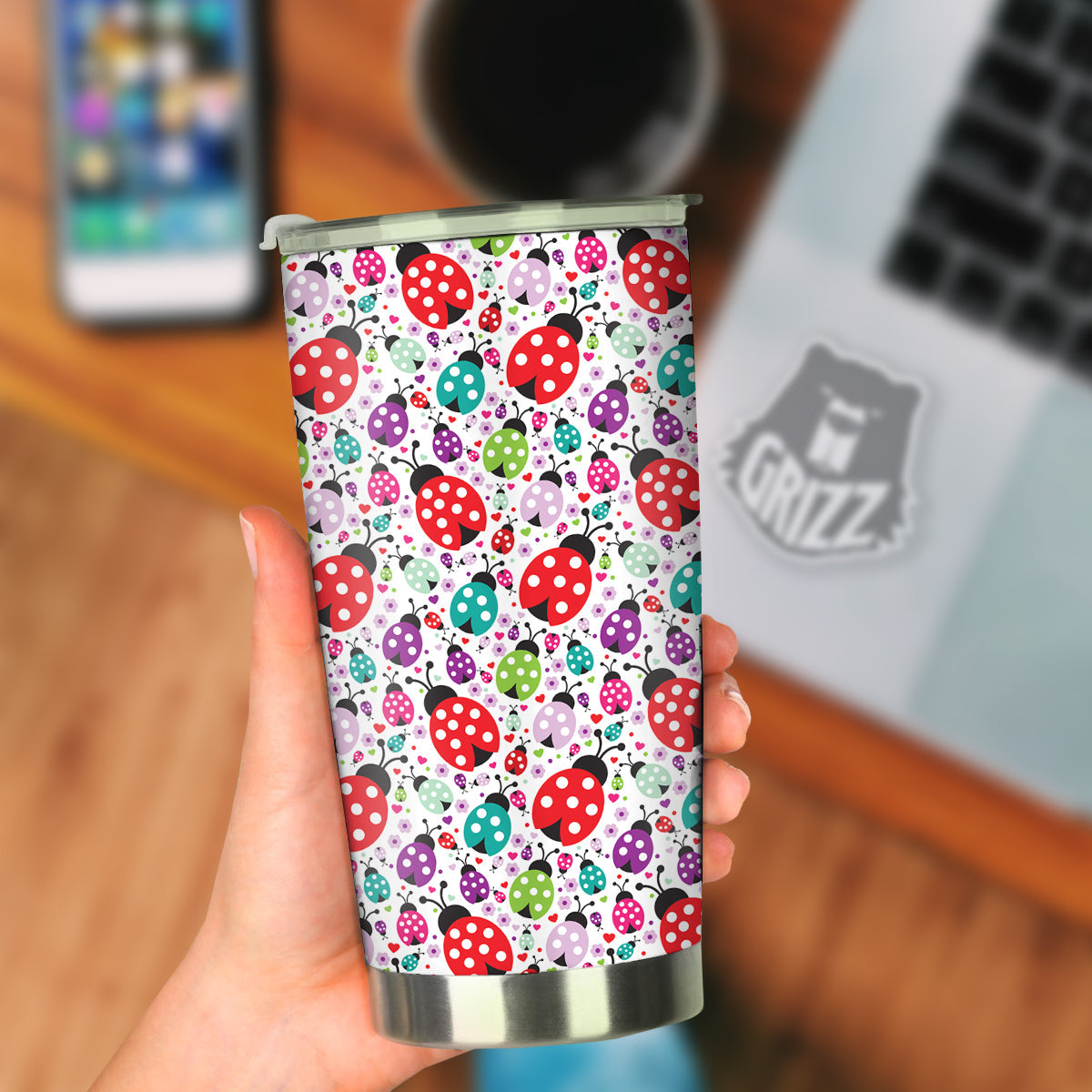 Ladybug Cute Print Pattern Tumbler-grizzshop