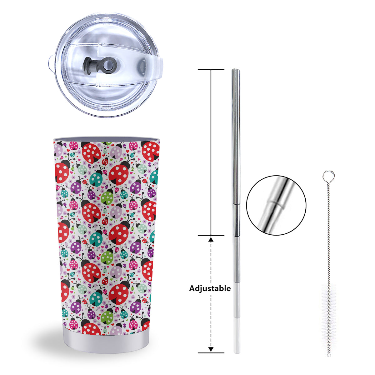 Ladybug Cute Print Pattern Tumbler-grizzshop