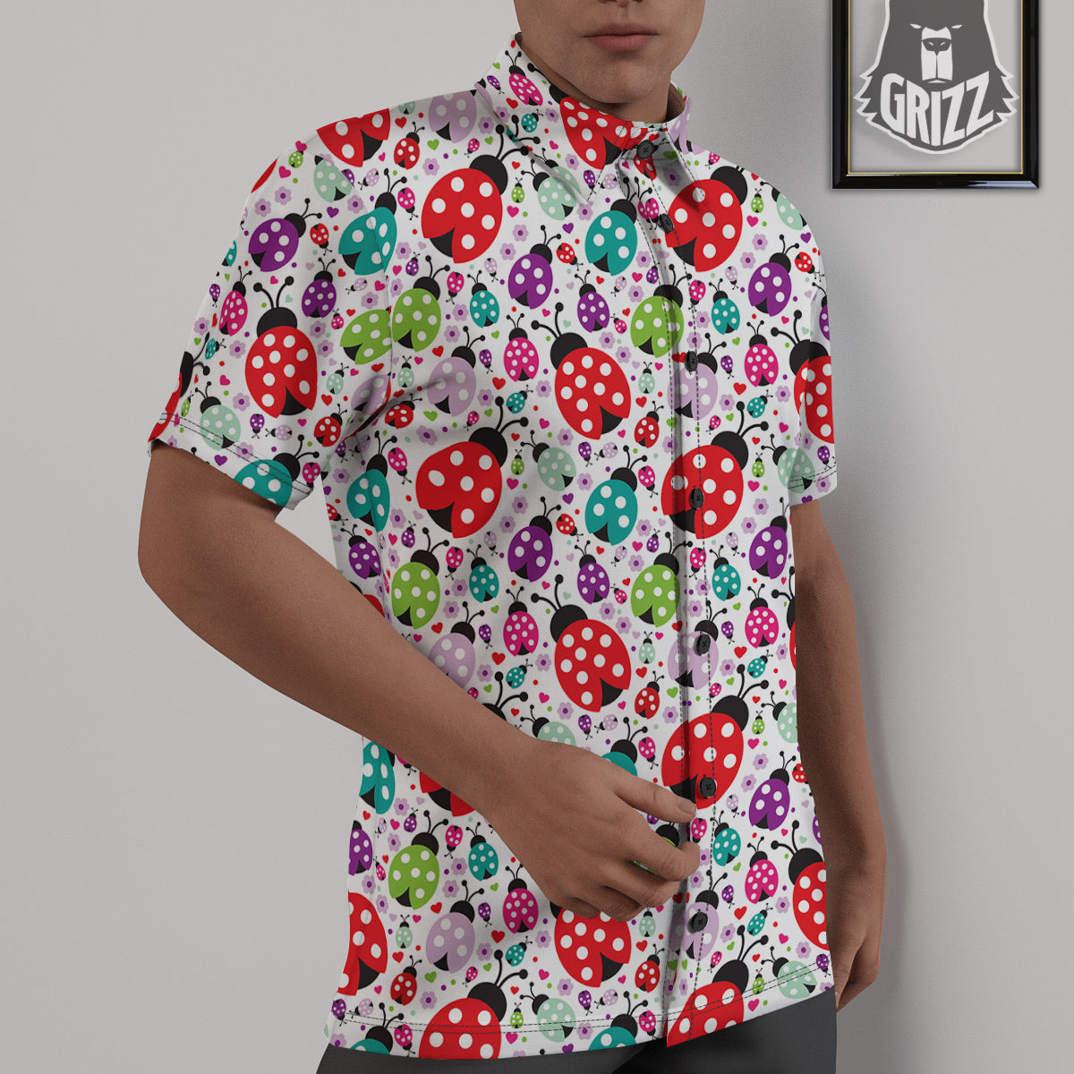 Ladybug Cute Print Pattern Untucked Shirts-grizzshop