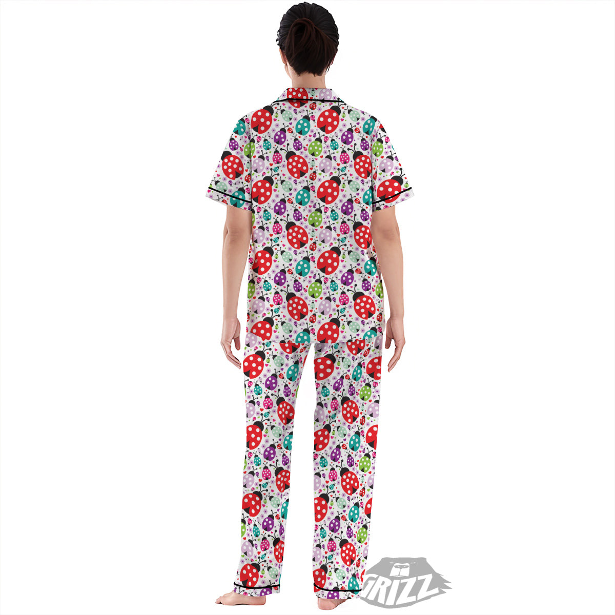 Ladybug Cute Print Pattern Women's Pajamas Set-grizzshop