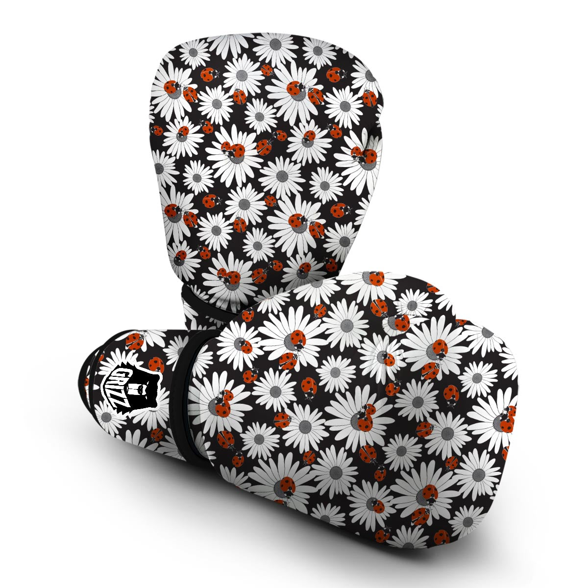 Ladybug Daisy Pattern Print Boxing Gloves-grizzshop
