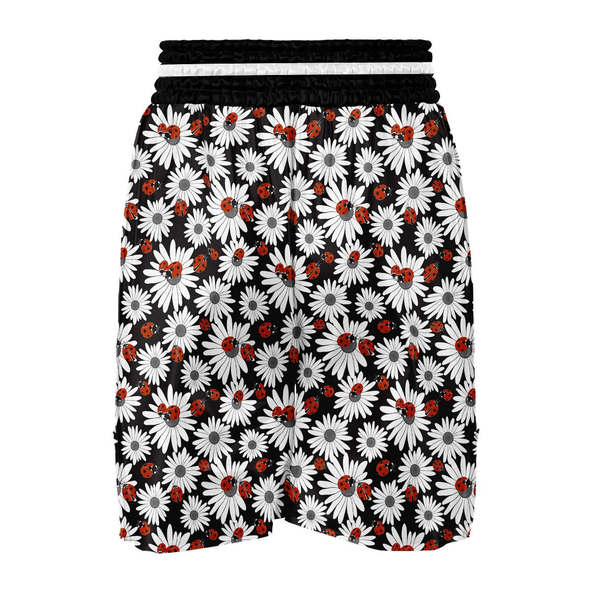 Ladybug Daisy Pattern Print Boxing Shorts-grizzshop
