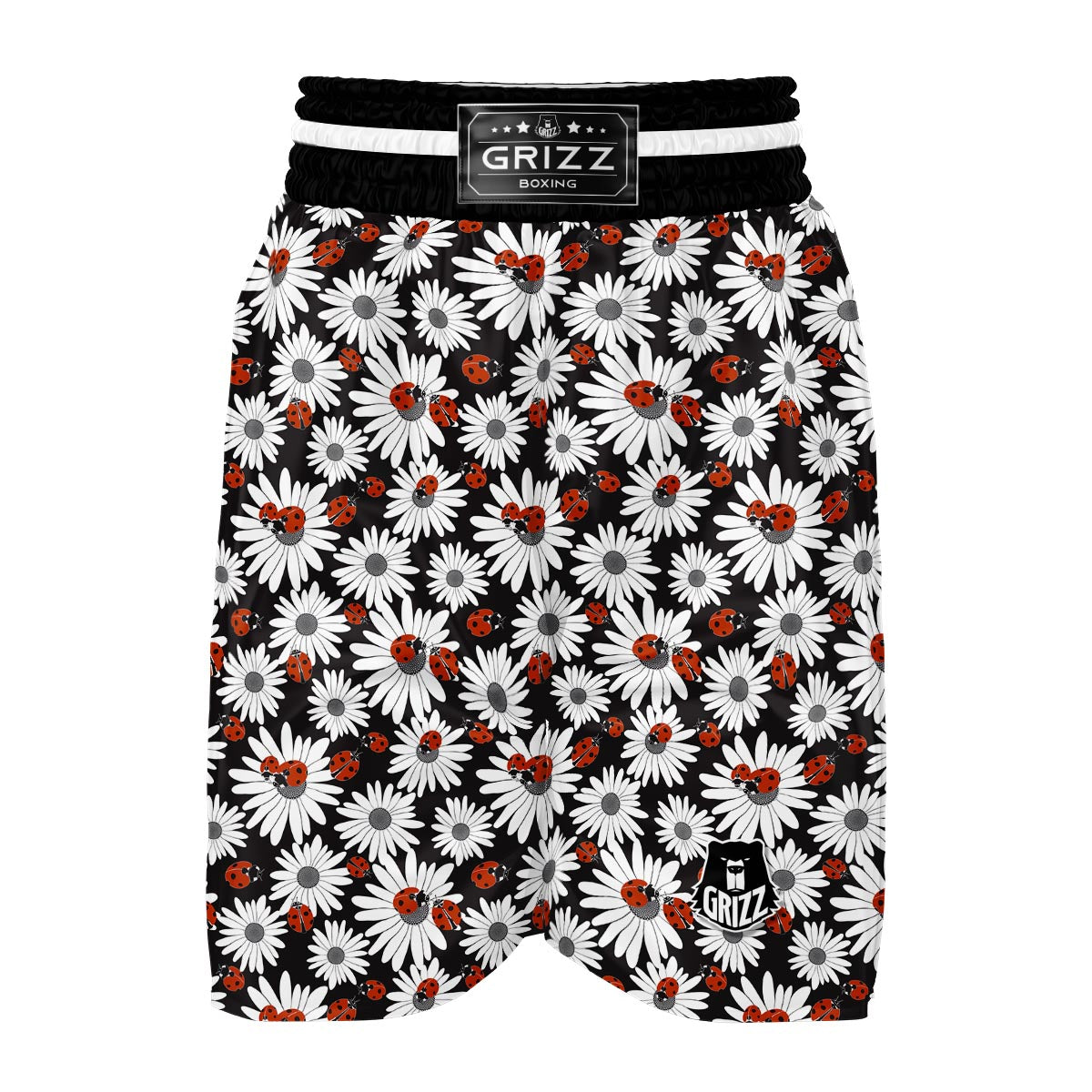 Ladybug Daisy Pattern Print Boxing Shorts-grizzshop