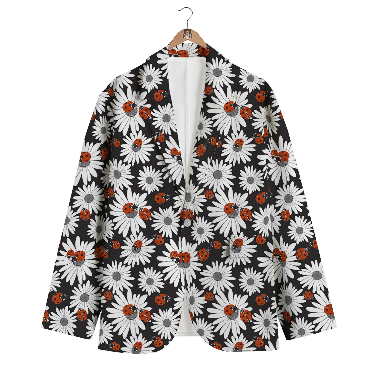 Ladybug Daisy Pattern Print Men's Blazer-grizzshop